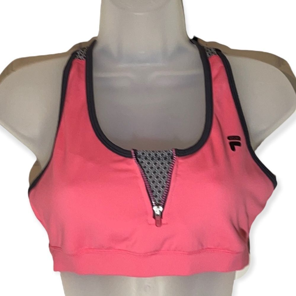 Fila Hot Pink Sports Bra Half Zipper Front Medium